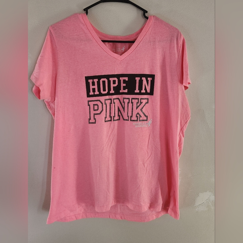 Womens Hope In Pink Susan G Komen Shirt Size 2XL